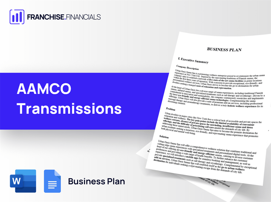 AAMCO Transmissions Franchise Business Plan Template