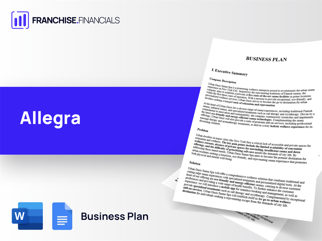 Allegra Franchise Business Plan Template