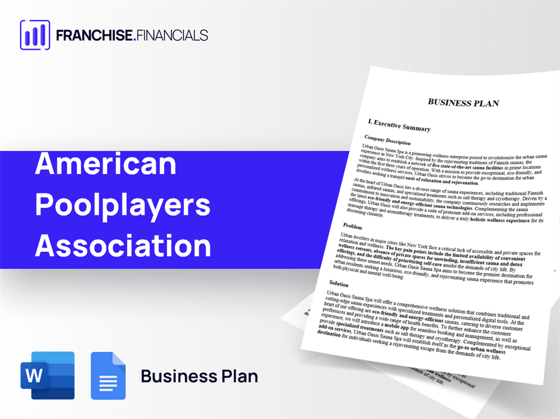 American Poolplayers Association Franchise Business Plan Template