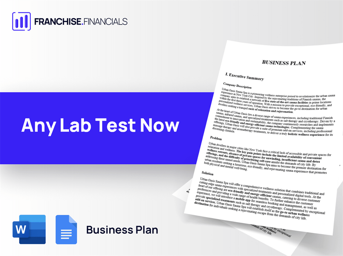 Any Lab Test Now Franchise Business Plan Template