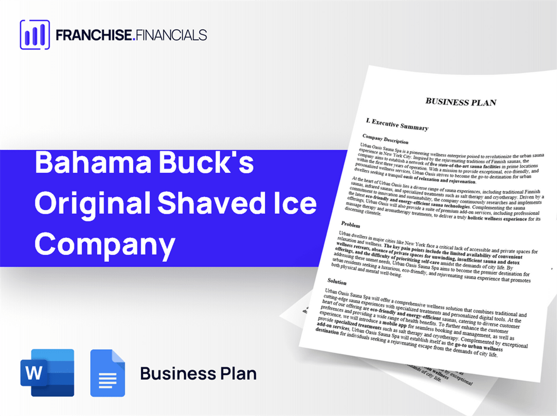 Bahama Buck's Original Shaved Ice Company Franchise Business Plan Template