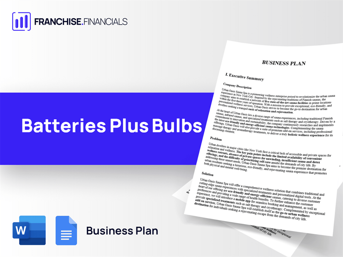 Batteries Plus Bulbs Franchise Business Plan Template