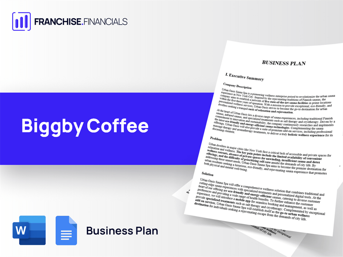 Biggby Coffee Franchise Business Plan Template