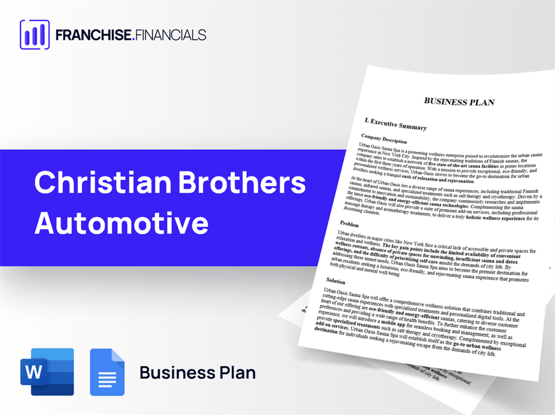 Christian Brothers Automotive Franchise Business Plan Template