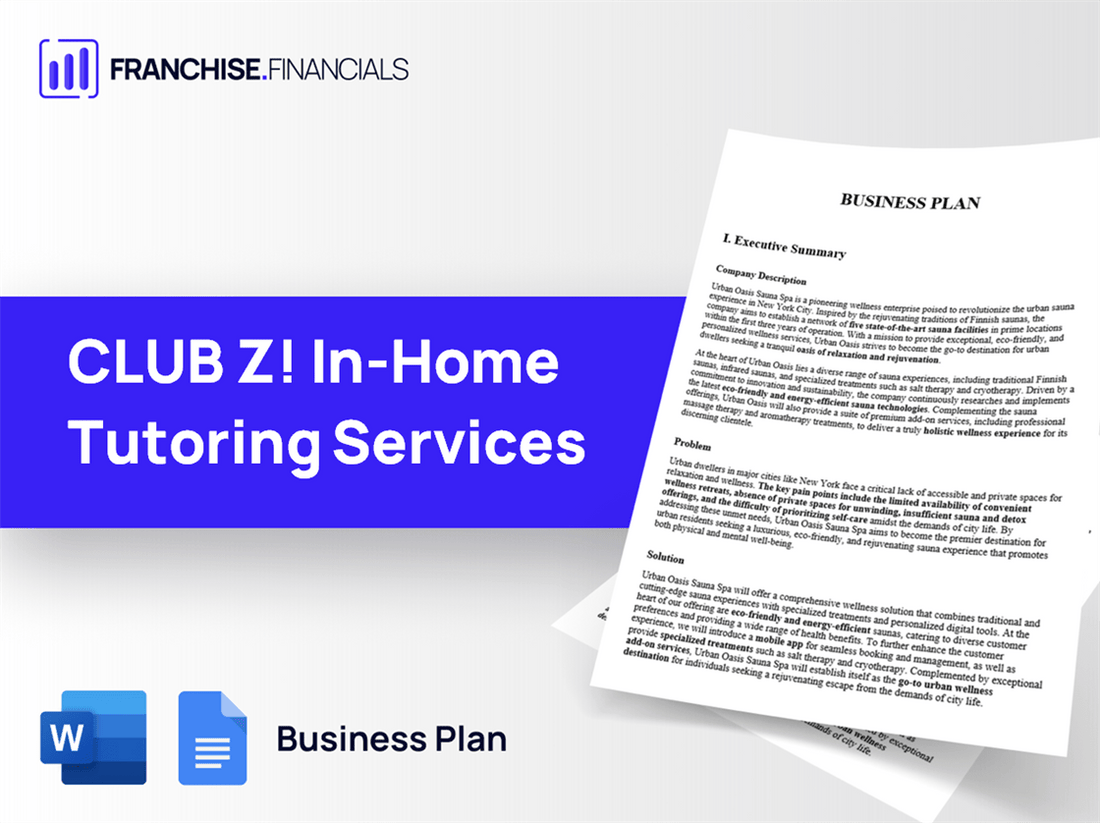 CLUB Z! In-Home Tutoring Services Franchise Business Plan Template