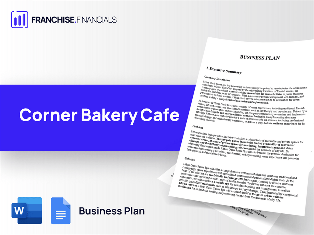 Corner Bakery Cafe Franchise Business Plan Template