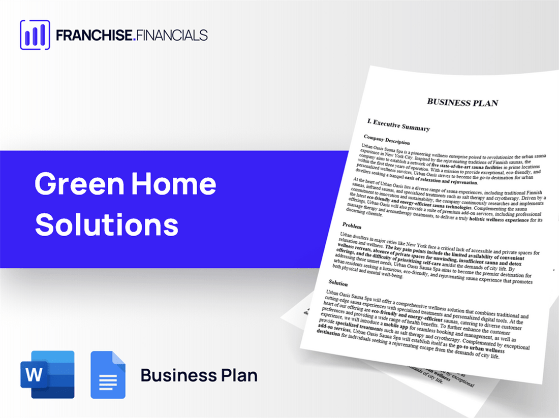 Green Home Solutions Franchise Business Plan Template