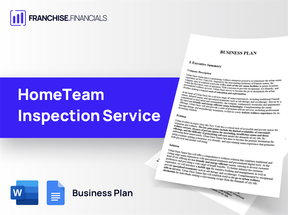 HomeTeam Inspection Service Franchise Business Plan Template