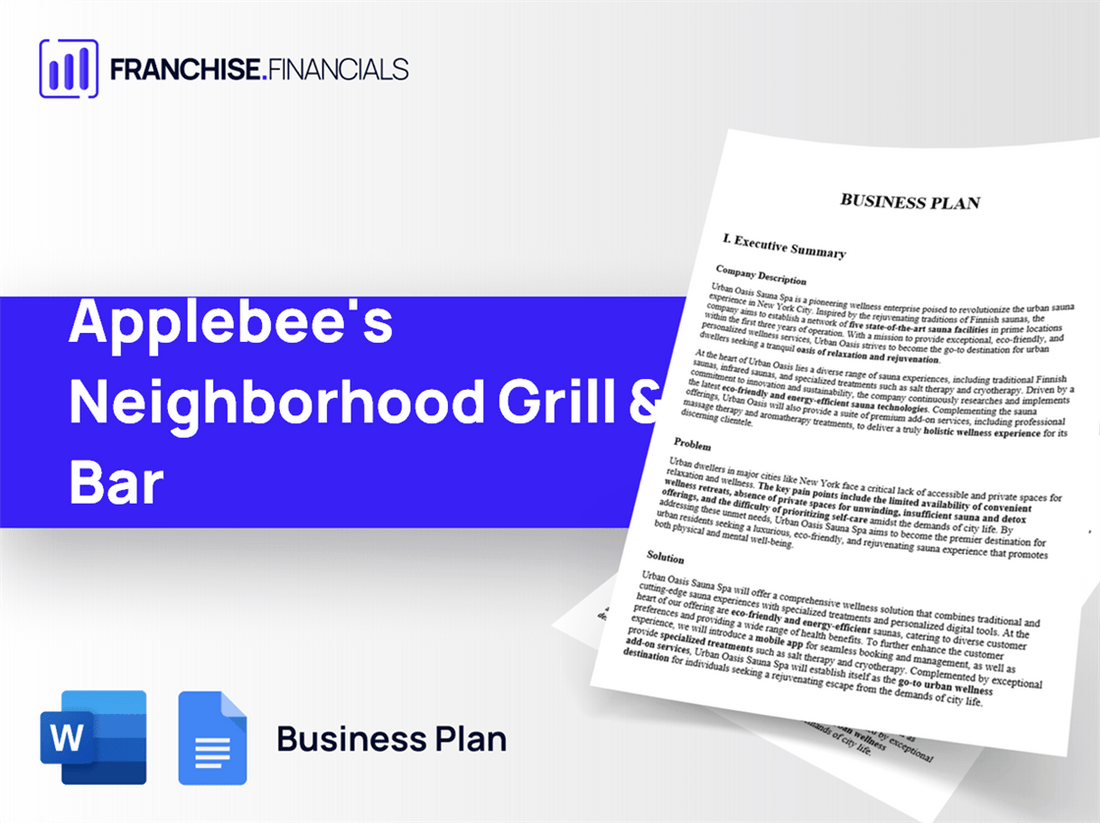 Applebee's Neighborhood Grill & Bar Franchise Business Plan Template