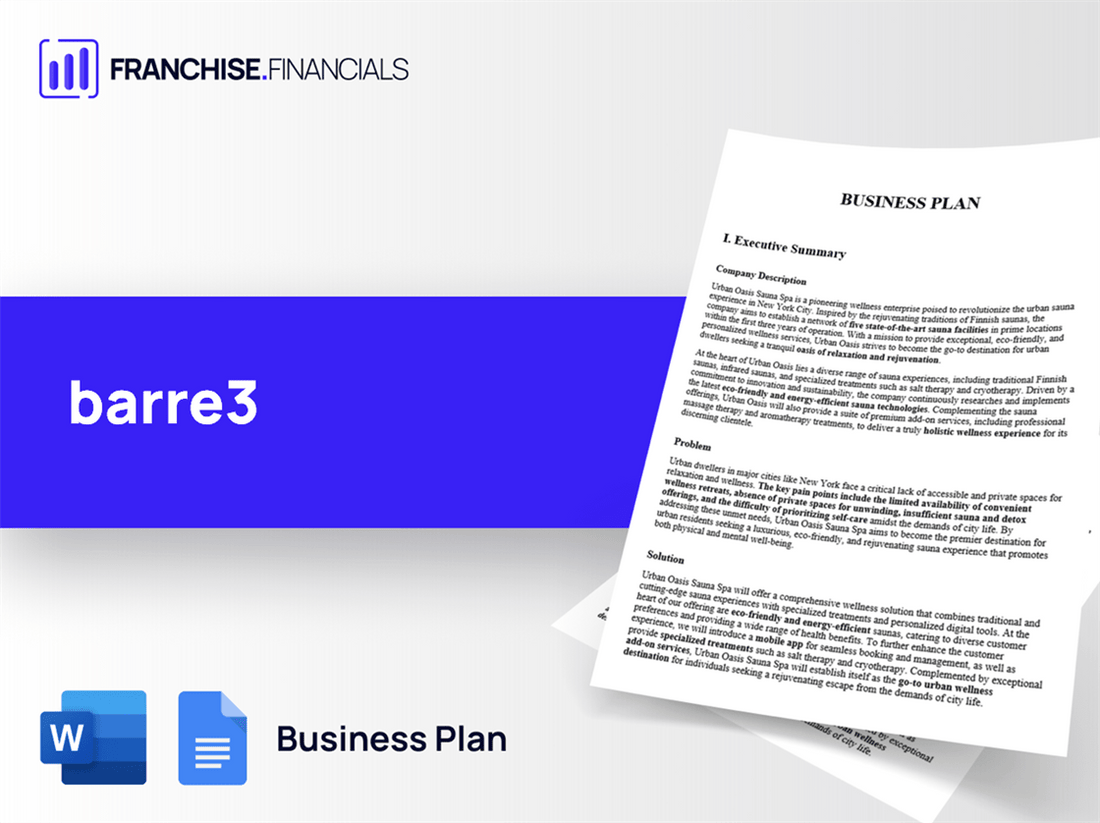 barre3 Franchise Business Plan Template