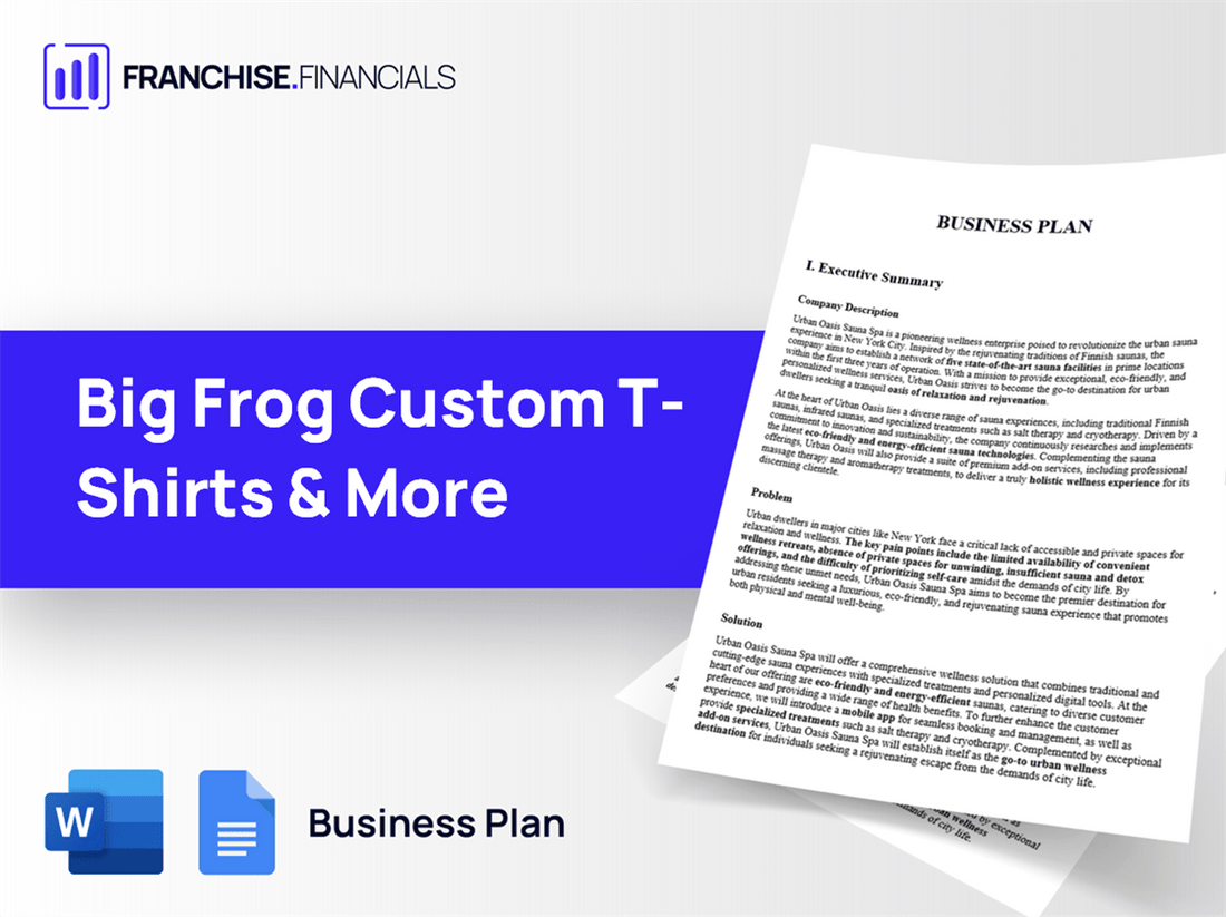Big Frog Custom T-Shirts & More Franchise Business Plan Template