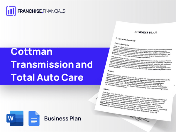 Cottman Transmission and Total Auto Care Franchise Business Plan Template