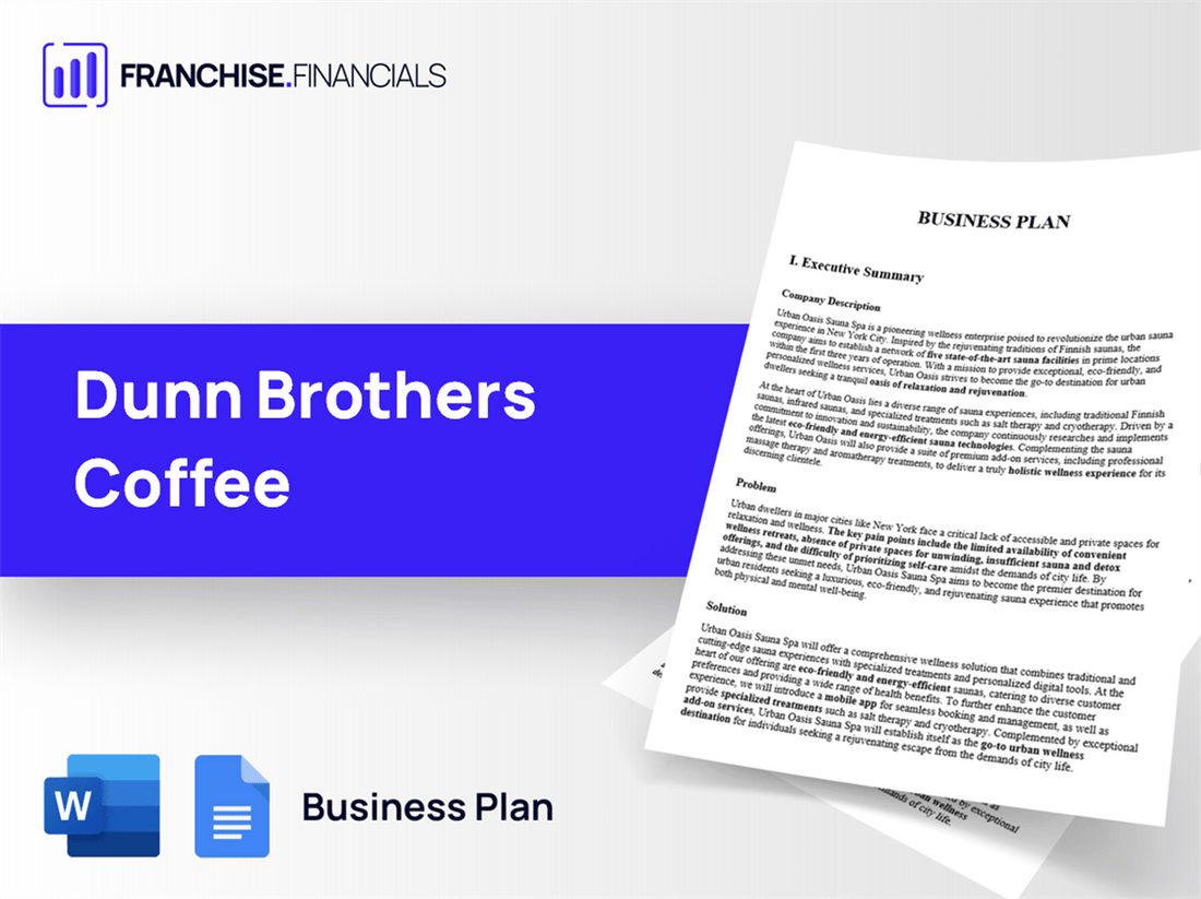 Dunn Brothers Coffee Franchise Business Plan Template