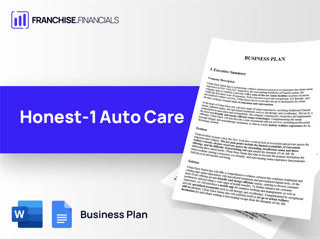 Honest-1 Auto Care Franchise Business Plan Template