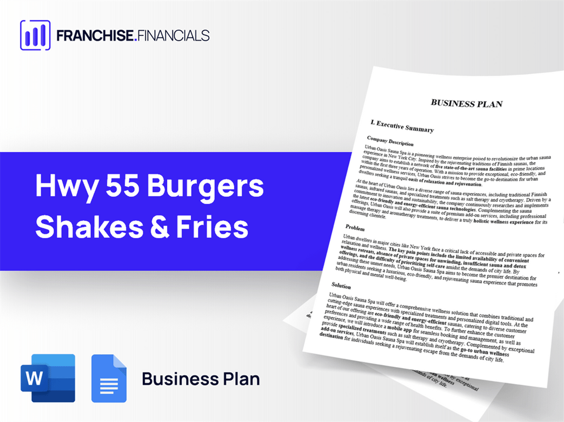 Hwy 55 Burgers Shakes & Fries Franchise Business Plan Template