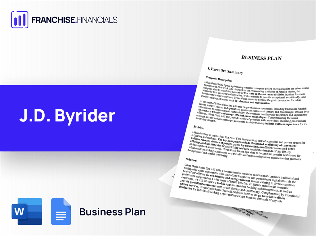 J.D. Byrider Franchise Business Plan Template