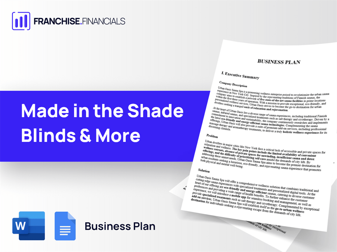 Made in the Shade Blinds & More Franchise Business Plan Template