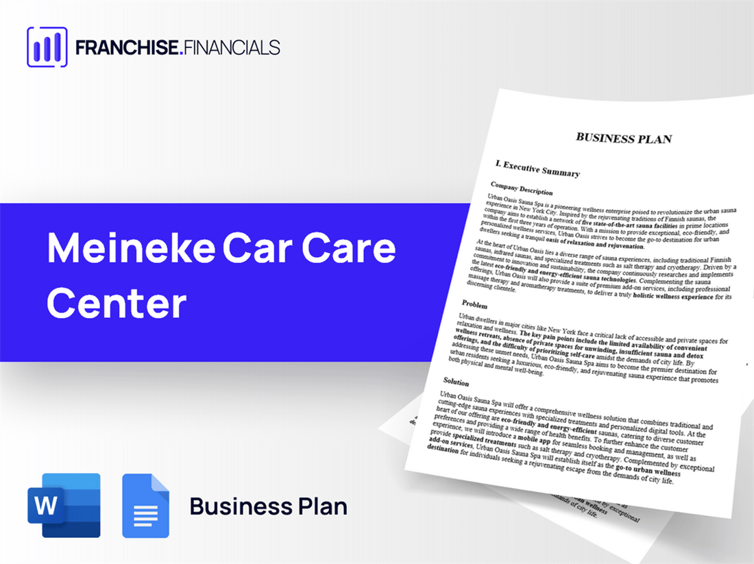 Meineke Car Care Center Franchise Business Plan Template