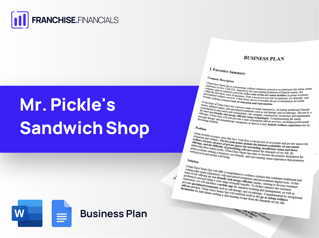Mr. Pickle's Sandwich Shop Franchise Business Plan Template