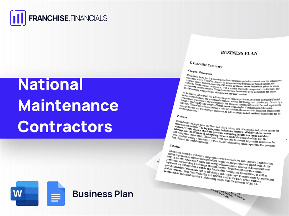 National Maintenance Contractors Franchise Business Plan Template