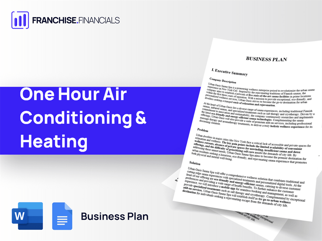 One Hour Air Conditioning & Heating Franchise Business Plan Template