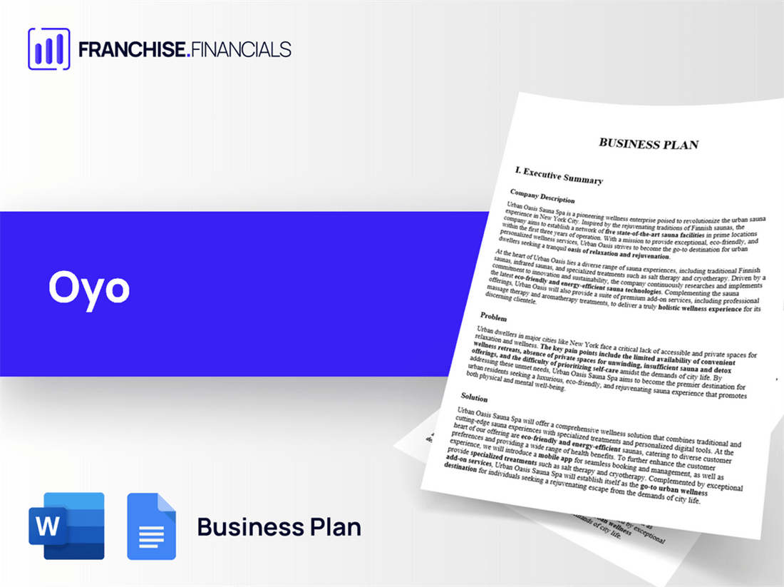 Oyo Franchise Business Plan Template