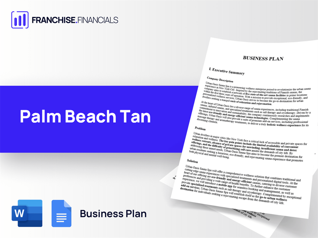 Palm Beach Tan Franchise Business Plan Template