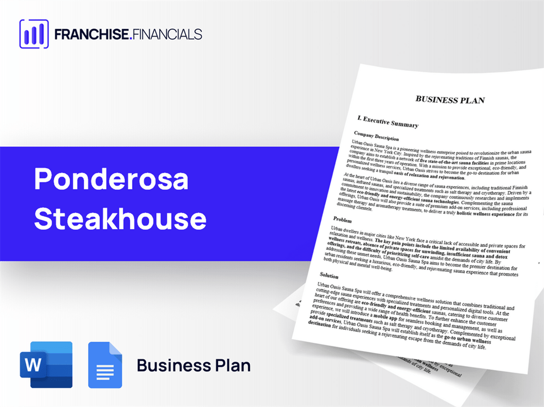 Ponderosa Steakhouse Franchise Business Plan Template