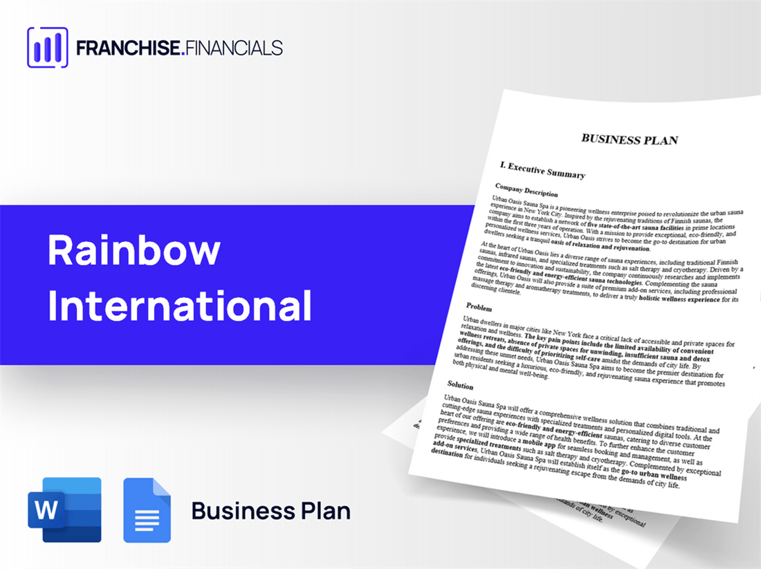 Rainbow International Franchise Business Plan Template
