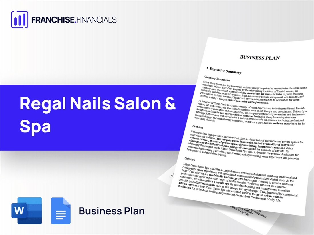 Regal Nails Salon & Spa Franchise Business Plan Template
