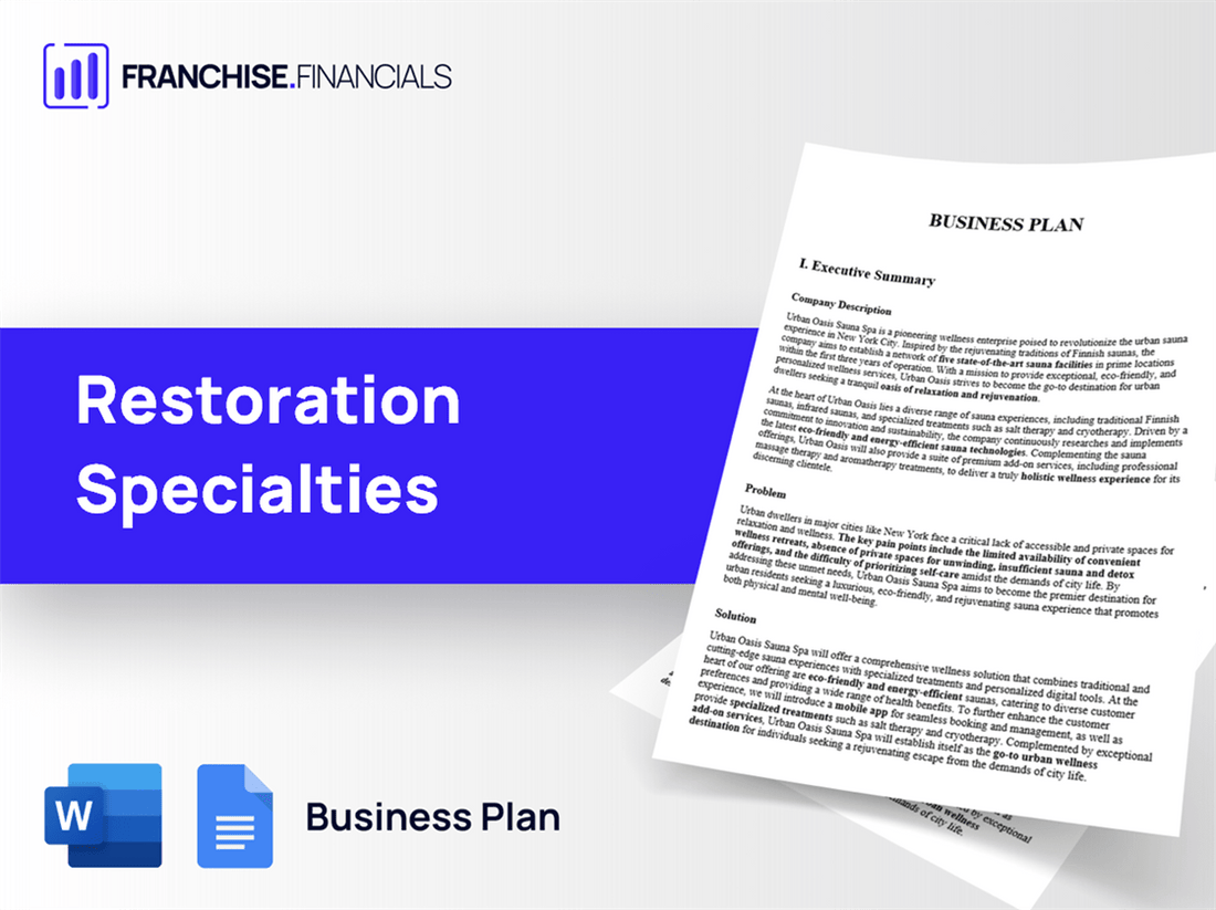 Restoration Specialties Franchise Franchise Business Plan Template