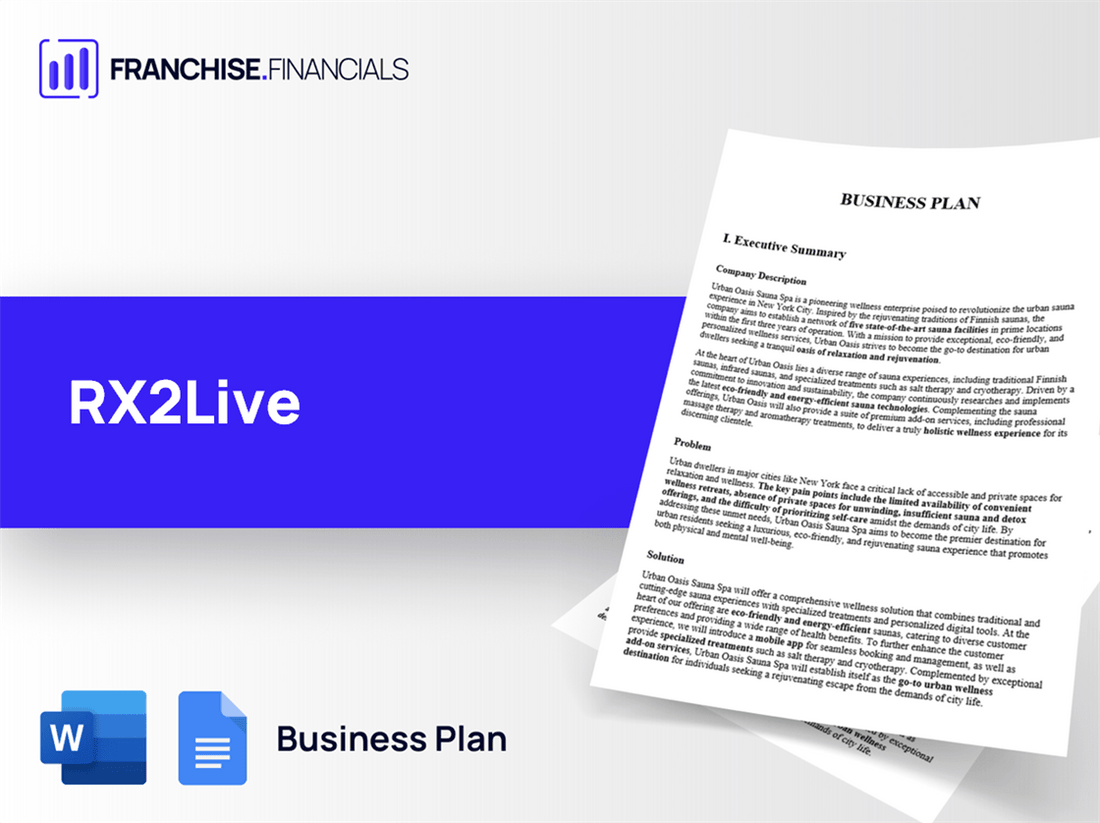 RX2Live Franchise Business Plan Template