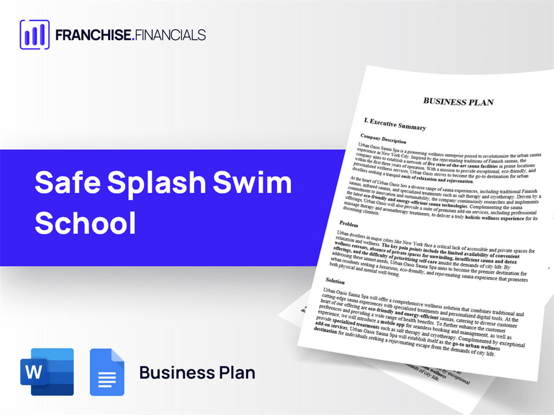 Safe Splash Swim School Franchise Business Plan Template