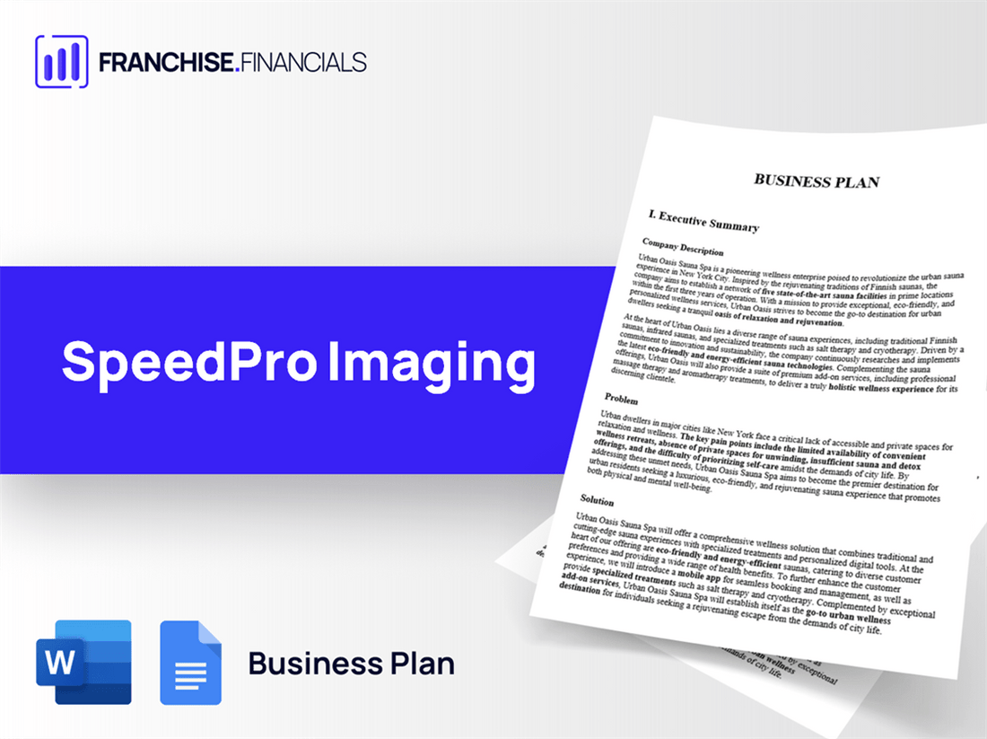 SpeedPro Imaging Franchise Business Plan Template