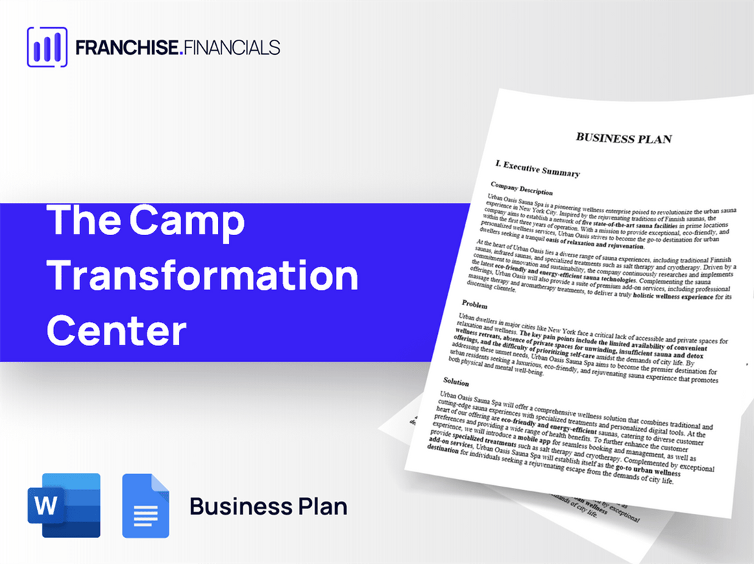 The Camp Transformation Center Franchise Business Plan Template