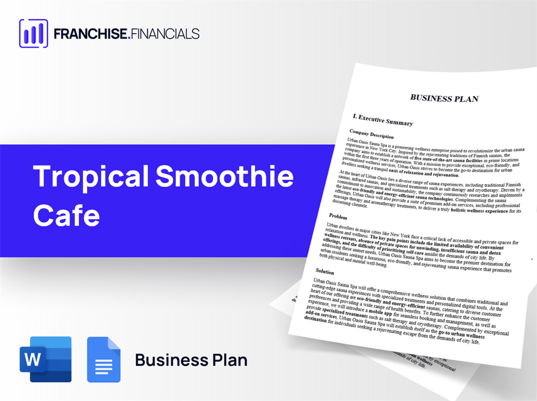 Tropical Smoothie Cafe Franchise Business Plan Template