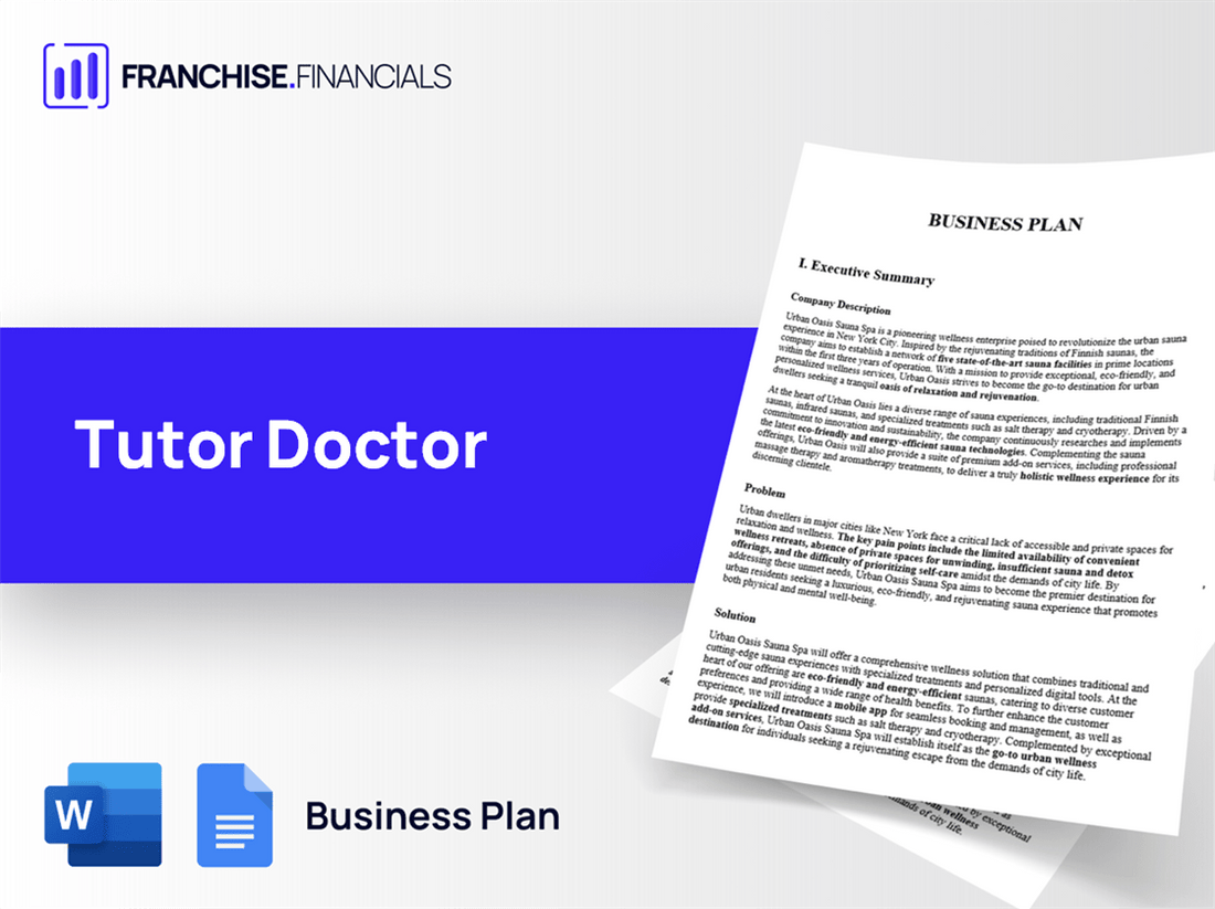 Tutor Doctor Franchise Business Plan Template