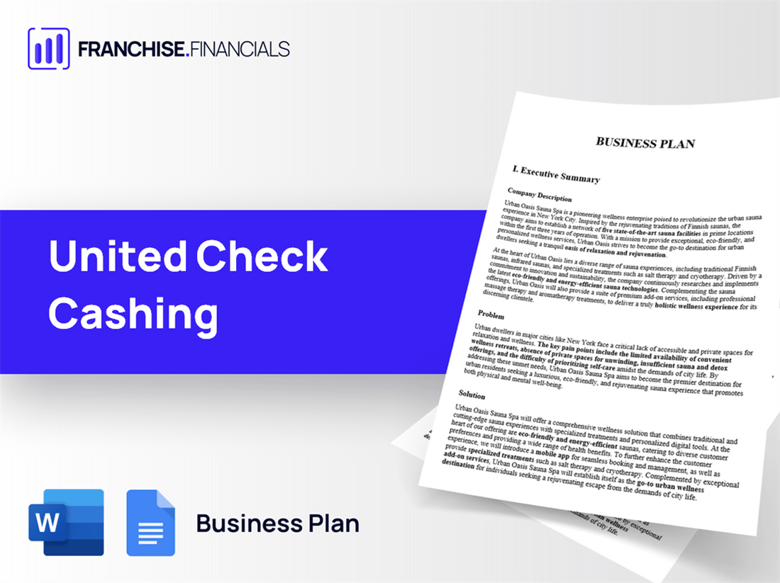 United Check Cashing Franchise Business Plan Template