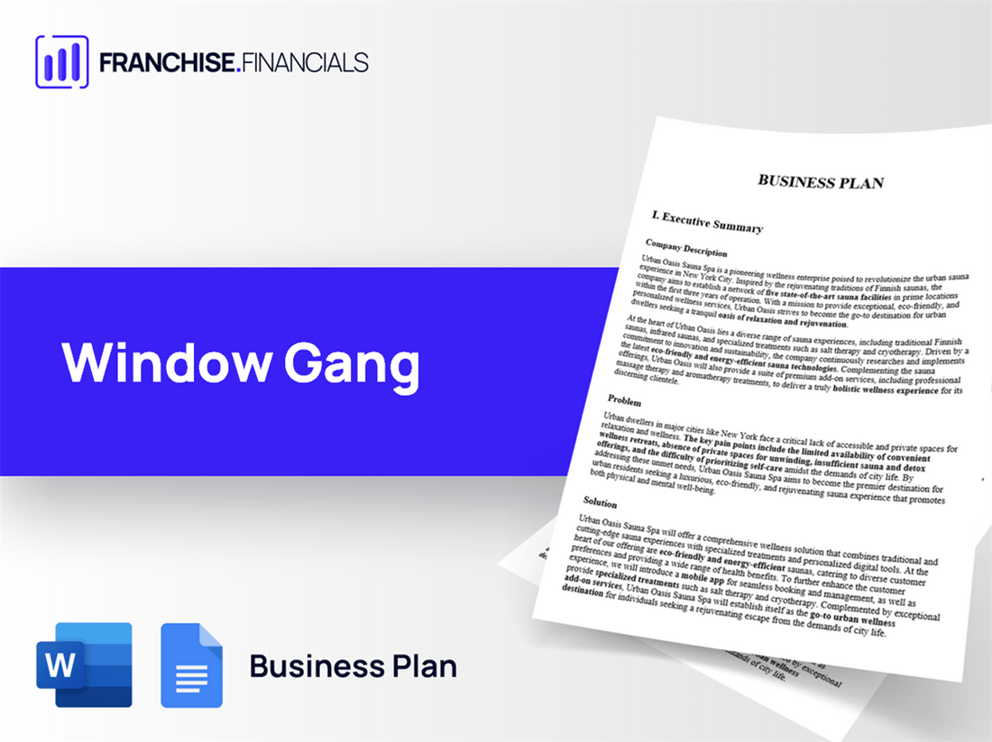 Window Gang Franchise Business Plan Template